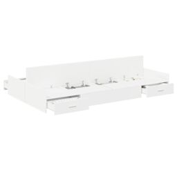 Berkfield Home Storage Bed Frame White 120 x 190 cm Melamine-coated wood - thumbnail 3
