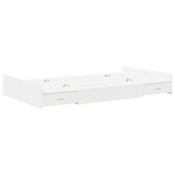 Berkfield Home Storage Bed Frame White 120 x 190 cm Melamine-coated wood - thumbnail 2