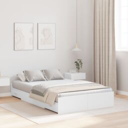 Berkfield Home Storage Bed Frame White 120 x 190 cm Melamine-coated wood - thumbnail 1