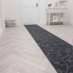 runrug Hallway Carpet Runner Rug - Soft & Comfy, 9mm - 'Vines' in Grey - Size: 60 cm x 150 cm - thumbnail 3