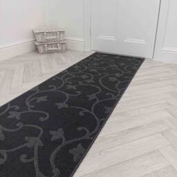runrug Hallway Carpet Runner Rug - Soft & Comfy, 9mm - 'Vines' in Grey - Size: 60 cm x 150 cm - thumbnail 6