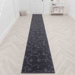 runrug Hallway Carpet Runner Rug - Soft & Comfy, 9mm - 'Vines' in Grey - Size: 60 cm x 150 cm - thumbnail 7