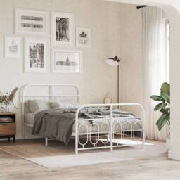 Berkfield Home Metal Bed Frame without Mattress with Footboard White 120x190cm - Size: 120x190 cm - thumbnail 2
