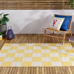 Furn Checkerboard Outdoor Rug in Yellow - Size: 120 cm x 180 cm - thumbnail 1