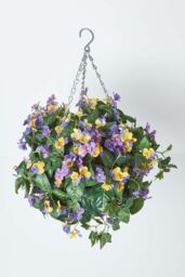 Homescapes Purple & Yellow Pansy Hanging Basket, 60 cm - thumbnail 2