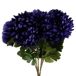 Pegdev Pack of 6 Purple Reflex Chrysanthemums 75cm Silk Flowers - thumbnail 1