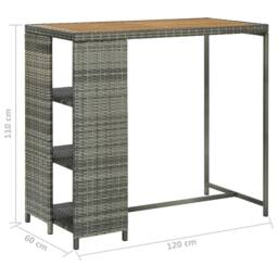 Berkfield Home Durable Bar Table with Storage Rack Grey 120x60x110 cm Poly Rattan - Size: 120 x 60 x 110 cm - thumbnail 7