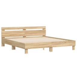 Berkfield Home Bed Frame with LED without Mattress Sonoma Oak 160x200 cm in Brown - thumbnail 6