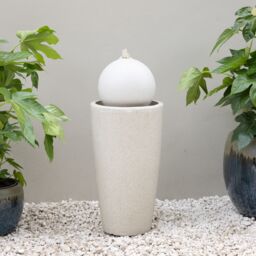 Primrose Lodore Sphere Garden Water Feature with LED Lights 78cm in White - thumbnail 2