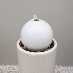 Primrose Lodore Sphere Garden Water Feature with LED Lights 78cm in White - thumbnail 3