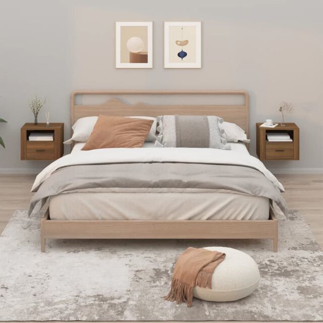 Berkfield Home Wall-mounted Bedside Cabinets 2 pcs Brown Oak 50x36x40 cm - Size: 50 x 36 x 40 cm - image 1