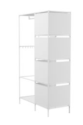 H&O Direct Freestanding Portable Metal Clothes Closet Bedroom Cabinet in White - thumbnail 3
