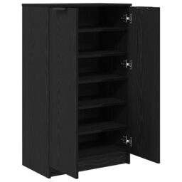 Berkfield Home Shoe Cabinet in Black Oak - 59 x 35 x 100 cm - Made from Engineered Wood - thumbnail 5