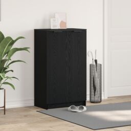 Berkfield Home Shoe Cabinet in Black Oak - 59 x 35 x 100 cm - Made from Engineered Wood - thumbnail 1
