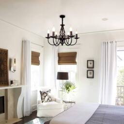 NIVOR 6 Lights Rustic Chandelier Adjustable Candle Vintage Pendant Light in Black - thumbnail 6