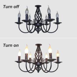 NIVOR 6 Lights Rustic Chandelier Adjustable Candle Vintage Pendant Light in Black - thumbnail 3