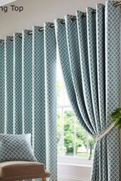 Alan Symonds Cotswold Fully Lined Ready Made Ring Top Eyelet Curtains in Teal - Size: 117 cm width x 137 cm drop