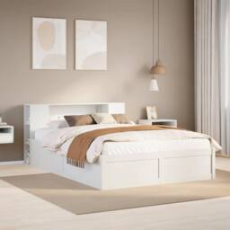 Berkfield Home Beautiful Bed Frame without Mattress White 150x200 cm King Size S - thumbnail 2
