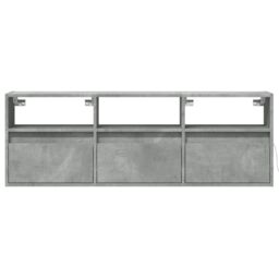 Berkfield Home TV Wall Cabinet with LED Lights Concrete Grey 130x31x45 cm - Size: 130 x 31 x 45 cm - thumbnail 6
