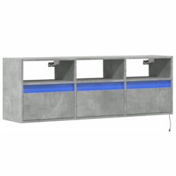 Berkfield Home TV Wall Cabinet with LED Lights Concrete Grey 130x31x45 cm - Size: 130 x 31 x 45 cm - thumbnail 3