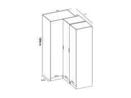 Vente-unique 3 - Door Corner Wardrobe - W132 Cm - White - LISTOWEL - thumbnail 9