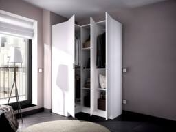 Vente-unique 3 - Door Corner Wardrobe - W132 Cm - White - LISTOWEL - thumbnail 6