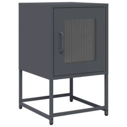 Berkfield Home Elegant Bedside Cabinet Anthracite 36x39x60.5 cm Cold-rolled Steel in Dark Grey - thumbnail 3
