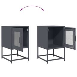 Berkfield Home Elegant Bedside Cabinet Anthracite 36x39x60.5 cm Cold-rolled Steel in Dark Grey - thumbnail 9