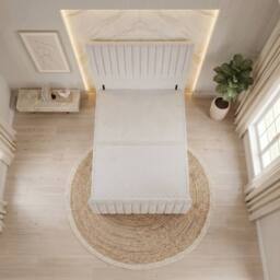 "Somnior Eleanor Velvet Divan Base No Drawers 54"" Headboard & 22"" Footboard in White - Size: Double" - thumbnail 3