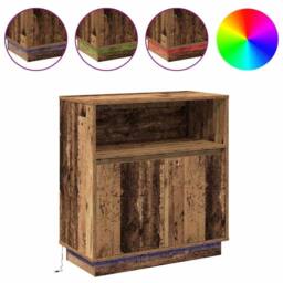 Berkfield Home Sideboard with LED Old Wood 71x34, 5x75 cm Engineered Wood in Brown - thumbnail 4