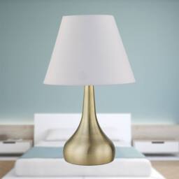 First Choice Lighting Romana - Antique Brass Touch Operated Table Lamp with Ivory Shade in Bronze - thumbnail 3