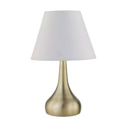 First Choice Lighting Romana - Antique Brass Touch Operated Table Lamp with Ivory Shade in Bronze