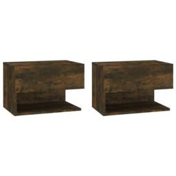 Berkfield Home Wall-mounted Bedside Cabinets 2 pcs Smoked Oak in Brown - thumbnail 1