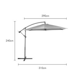 VonHaus 3M Grey Cantilever Hanging Banana Parasol Umbrella for Garden - thumbnail 8
