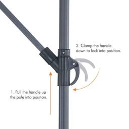 VonHaus 3M Grey Cantilever Hanging Banana Parasol Umbrella for Garden - thumbnail 7