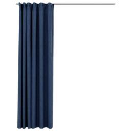 Berkfield Home Linen-Look Blackout Curtains with Hooks Blue 290x245 cm