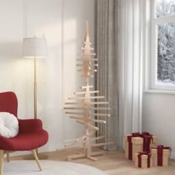 Berkfield Home Wooden Christmas Tree for Decoration 180 cm Solid Wood Pine in Brown - thumbnail 3