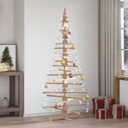 Berkfield Home Wooden Christmas Tree for Decoration 180 cm Solid Wood Pine in Brown - thumbnail 2