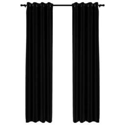 Berkfield Home Linen-Look Blackout Curtains with Grommets 2pcs Black 140x245cm - Size: 140x245 cm