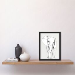 Artery8 Elephant Minimal Line Simple Drawing Illustration Artwork Framed Wall Art Print A4 in Black - thumbnail 2