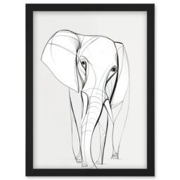 Artery8 Elephant Minimal Line Simple Drawing Illustration Artwork Framed Wall Art Print A4 in Black - thumbnail 1