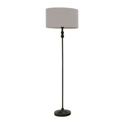 ValueLights Maggie Black Metal Candlestick Floor Lamp with Fabric Lamp Shade in Grey - thumbnail 2