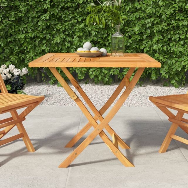 Berkfield Home Folding Garden Table 85x85x76 cm Solid Teak Wood in Brown - Size: 85 x 85 x 76 cm - image 1