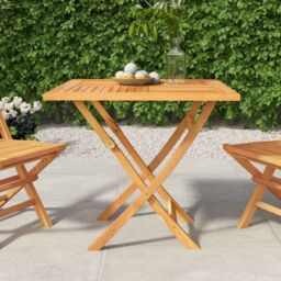 Berkfield Home Folding Garden Table 85x85x76 cm Solid Teak Wood in Brown - Size: 85 x 85 x 76 cm - thumbnail 1