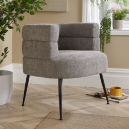 Home Source Barrel Boucle Teddy Fur Accent Chair Modern Home Living Seating in Light Grey - thumbnail 2