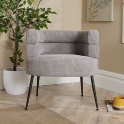 Home Source Barrel Boucle Teddy Fur Accent Chair Modern Home Living Seating in Light Grey - thumbnail 4