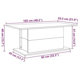 Berkfield Home Durable Coffee Table Old Wood 102x55.5x40 cm Engineered Wood in Brown - thumbnail 9