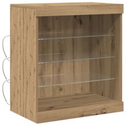 Berkfield Home Sideboard with LED Lights Artisan Oak 60, 5x37x67 cm in Brown - Size: 5 x 37 x 67 cm - thumbnail 2