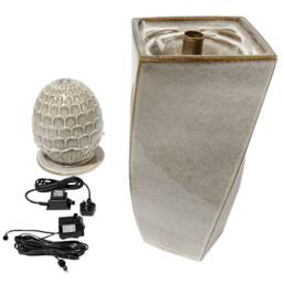 Primrose Grey Pineapple Ceramic Water Feature Fountain Cascade Lights H86cm - thumbnail 5