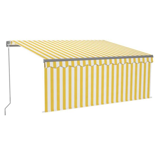 Berkfield Home Manual Retractable Awning with Blind&LED 3x2.5m Yellow&White in Yellow - image 1